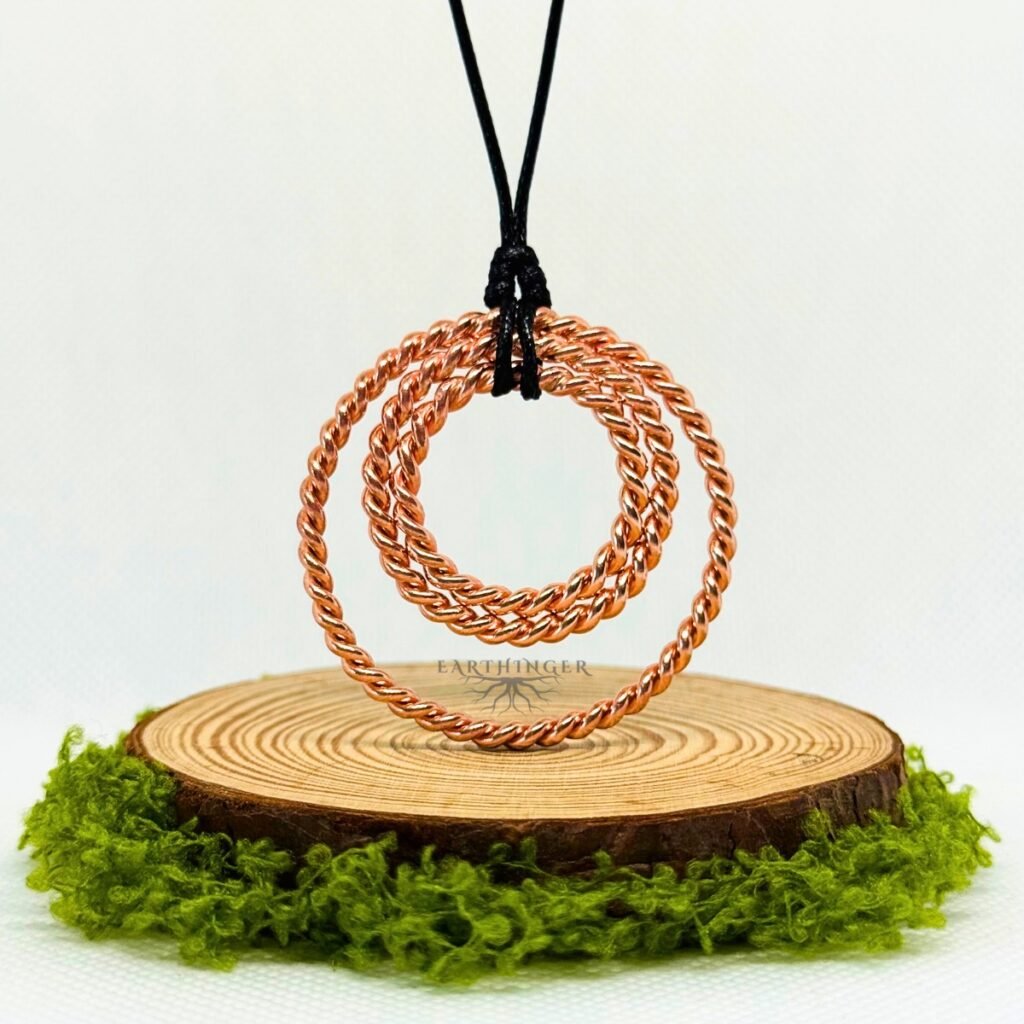 Dreifacher Kupfer Tensor-Ring nach Slim Spurling mit Sacred, Lost & Empowerment Cubit. Kupferring für Erdung, Heilung und spirituelle Transformation Hangefertigt