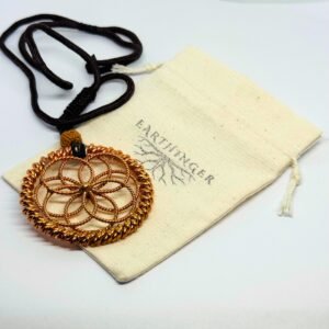 Lotus Kupfer Tensor Ring mit Leinenbeutel
