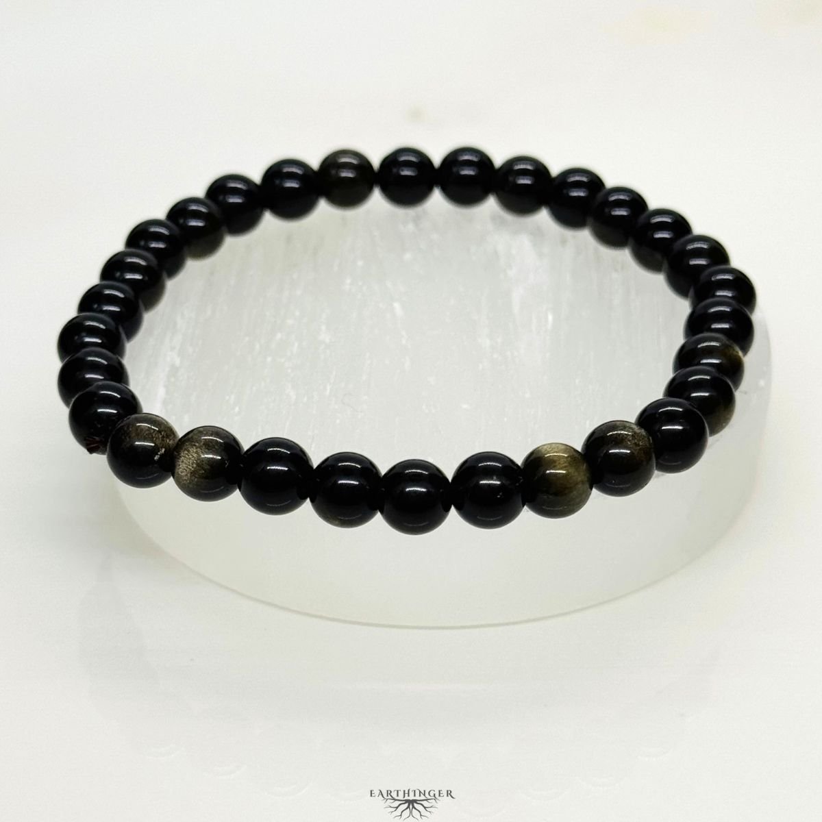 Obsidian Armband auf Selenite – Erdung und Energie im Alltag