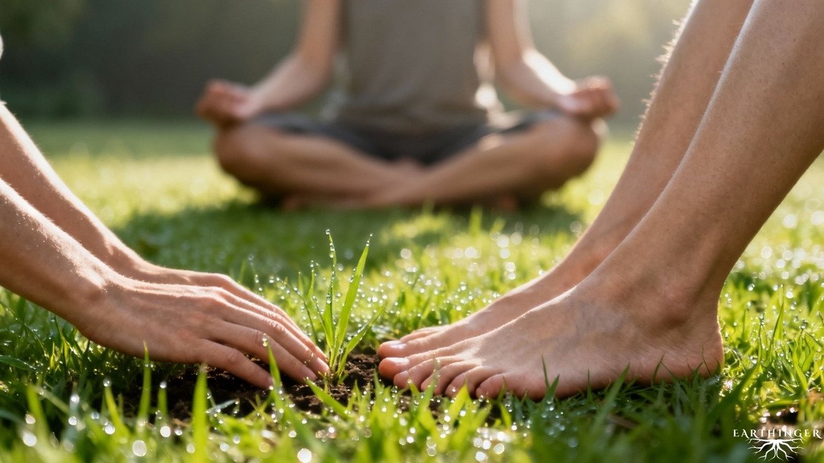 Barfuß in der Natur Meditieren und visualisieren.